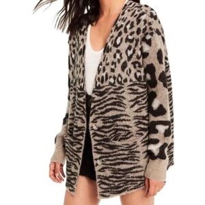 Wild fox Oversized Animal Print Cardigan